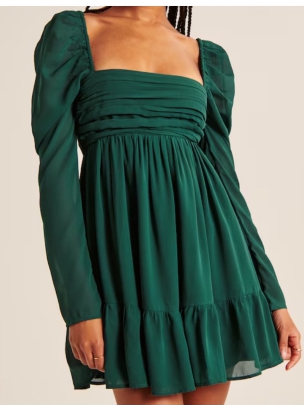 NWT Abercrombie & Fitch Emerald
Green Long Sleeve Babydoll Mini Dress Size Small